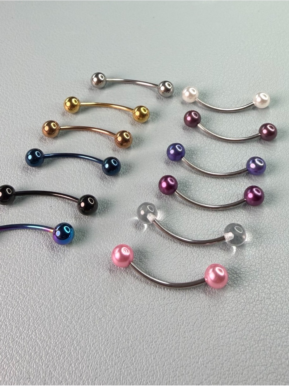 Multi-Color Curved Barbell Navel Ring - Pink Option